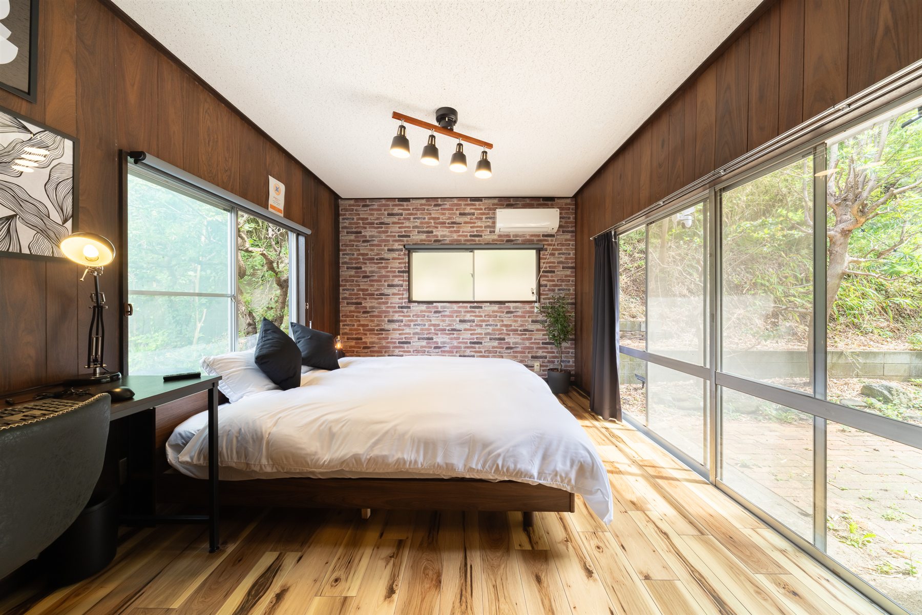 Bedroom with full forest view